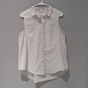 100% Cotton White Sleeveless Button Down Shirt
